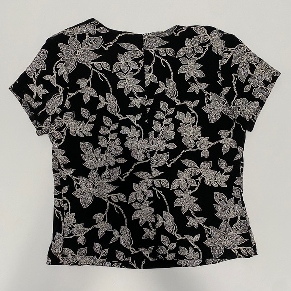 Vtg Women's Floral Metallic Top S Whimsigoth Fairy Grunge Dark Romantic - Picture 3 of 8